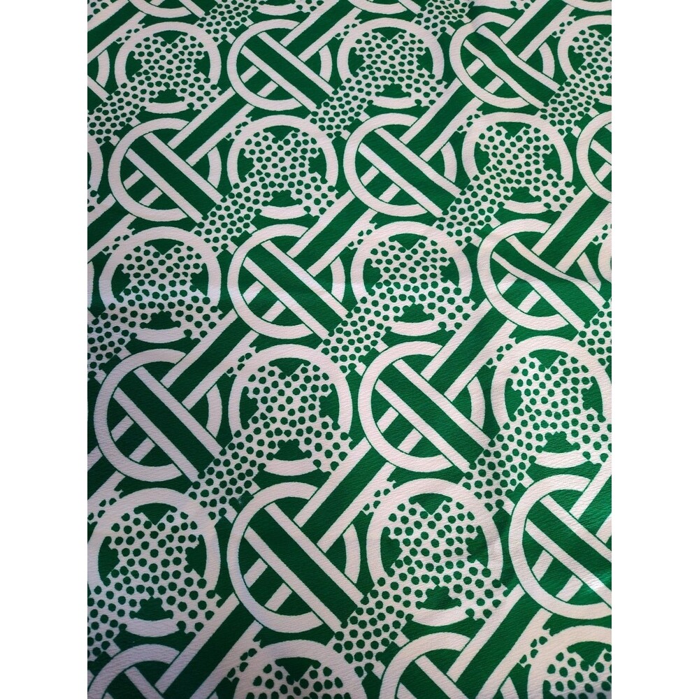 Geometric Print Emerald Green White 1950's Stretch Knit Fabric 3 1/2 Yards 43" W